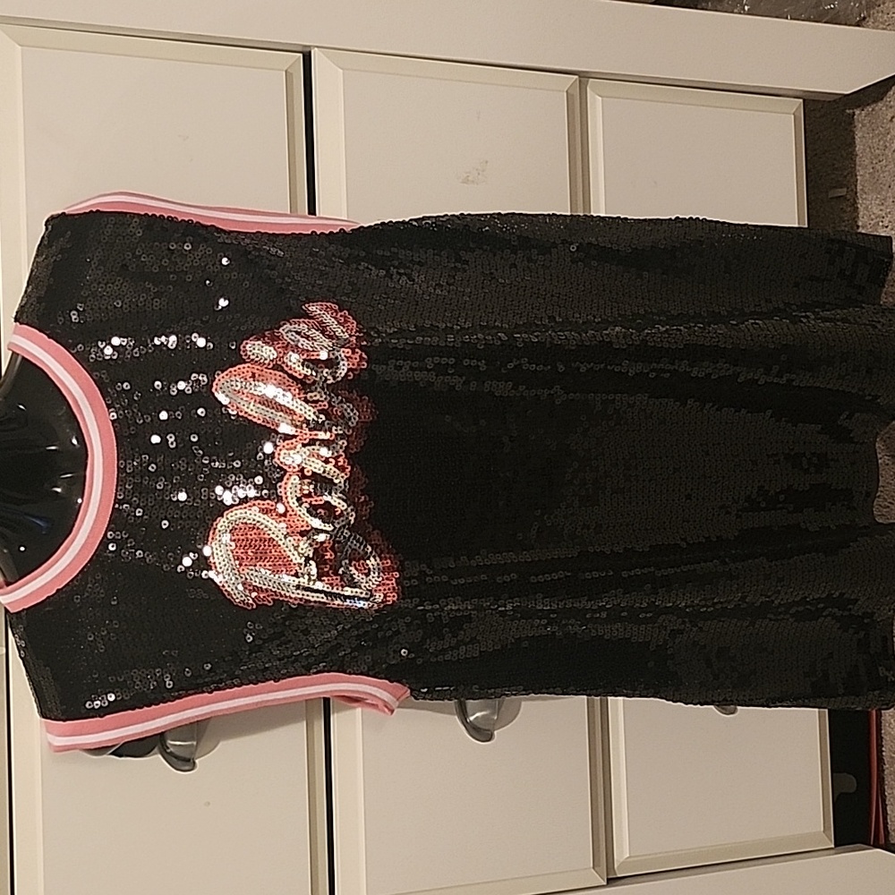 Barbie Jersey sequin Tank Black and pink Barbie Top - Picture 7 of 16